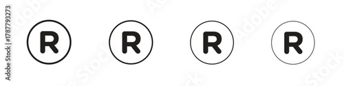 Registered trademark icon outline symbol. Editable Stroke collection.