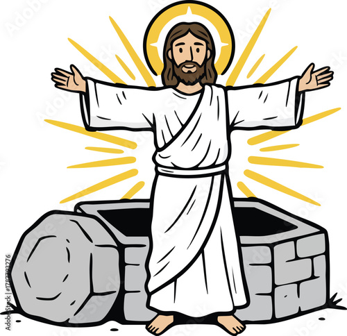 Resurrection of Jesus vector illustration 