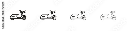 Scooter bike icon outline symbol. Editable Stroke collection.