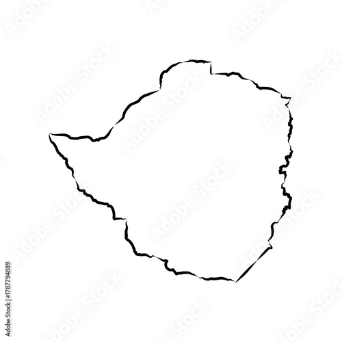 Zimbabwe map, vector sketch
