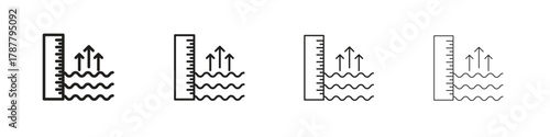 sea level icon outline symbol. Editable Stroke collection.