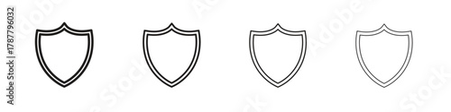 Shield icon outline symbol. Editable Stroke collection.