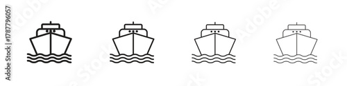 Ship icon outline symbol. Editable Stroke collection.