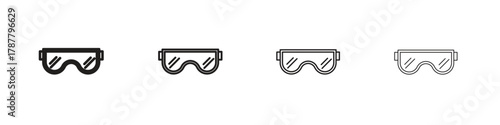 Ski goggles icon outline symbol. Editable Stroke collection.