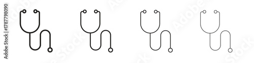 Stethoscope icon outline symbol. Editable Stroke collection.