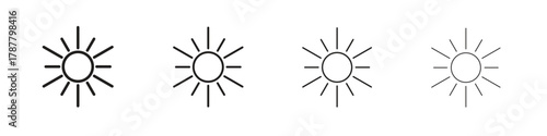 Sun icon outline symbol. Editable Stroke collection.