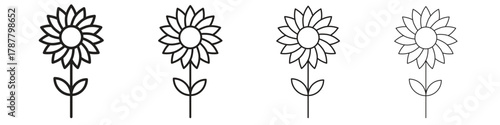 Sunflower icon outline symbol. Editable Stroke collection.