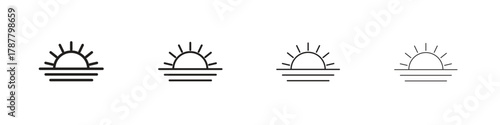 Sunrise icon outline symbol. Editable Stroke collection.