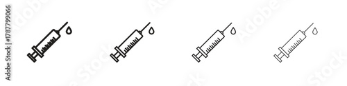 Syringe icon outline symbol. Editable Stroke collection.