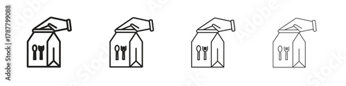 Take away food icon outline symbol. Editable Stroke collection.