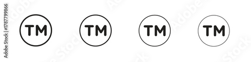 TM trademark icon outline symbol. Editable Stroke collection.