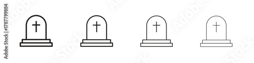 Tombstone icon outline symbol. Editable Stroke collection.