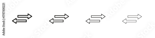 Transfer arrows icon outline symbol. Editable Stroke collection.