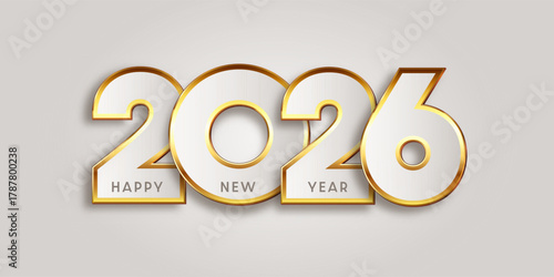 Happy New Year banner with gold text design 