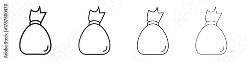 Trash bag icon outline symbol. Editable Stroke collection.