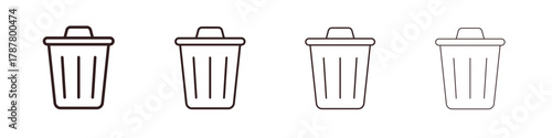 Trash icon outline symbol. Editable Stroke collection.