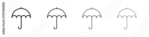 Umbrella icon outline symbol. Editable Stroke collection.