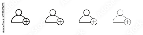 User add icon outline symbol. Editable Stroke collection.