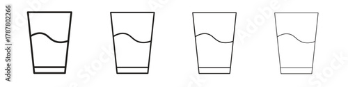 Water glass icon outline symbol. Editable Stroke collection.