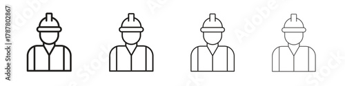Worker icon outline symbol. Editable Stroke collection.