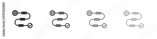 Workflow process icon outline symbol. Editable Stroke collection.