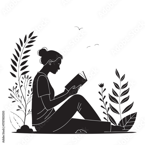 Black Self Care Sunday Silhouette Vector, High Quality Illustration on White Background