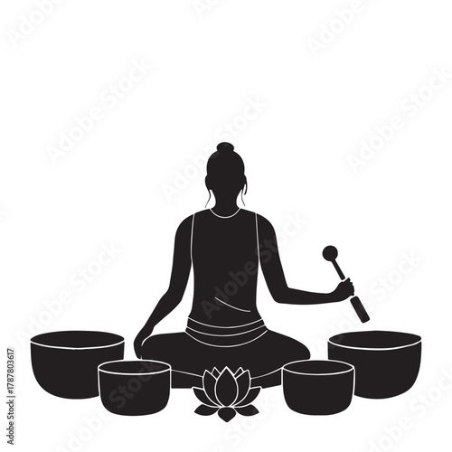 Black Spa and Relaxation Silhouette Vector, High Quality Illustration on White Background