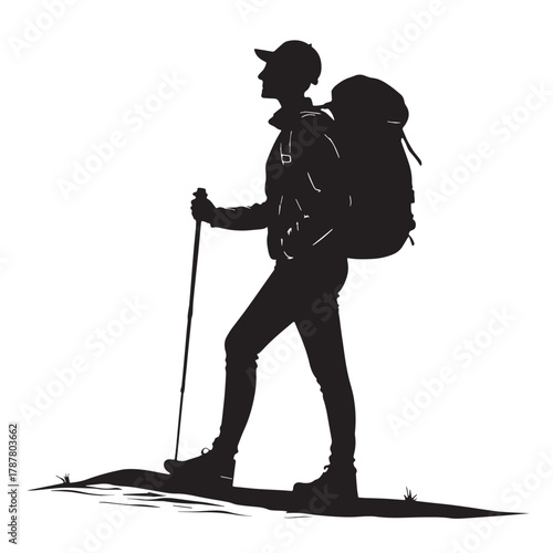 Black Solo Travel Silhouette Vector, High Quality Illustration on White Background