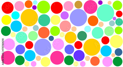 Colorful circle pattern background with bright geometric shapes. Perfect for abstract design, modern art, wallpaper, poster, textile, and vibrant graphic decoration.
