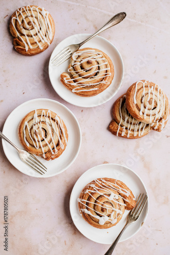 Cinnamon Swirl Pastry On A Bright Background