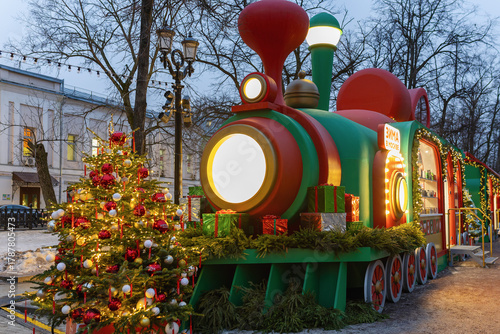 Photography Christmas train on Tver  Boulevard in Moscow