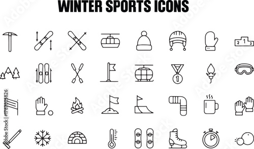 Collection of winter sports icons