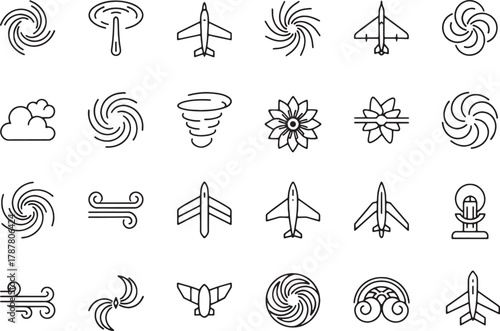 Collection of weather and aviation icons