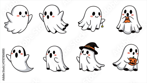 ghost cute icon set