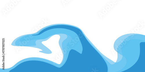 Blue wavy water splash shapes, ocean waves, landscape water ripples for background, eps 10.