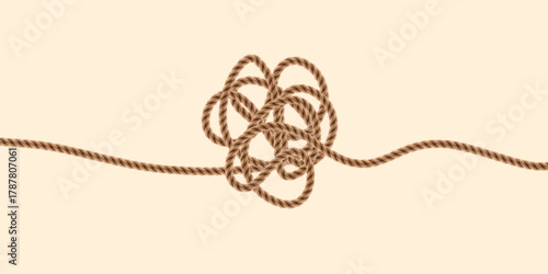 Messy Tangled Rope Knot Heap Vector Illustration