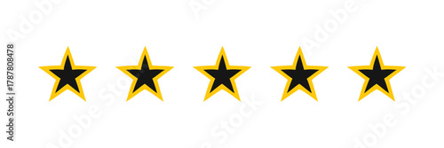 Black & Gold 5-Star Rating Icon: Customer Review, Quality Feedback Vector