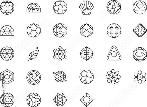 Collection of geometric and abstract line art icons