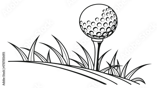 Golf Ball on Tee Ready for Game Sport Play with vector illustration