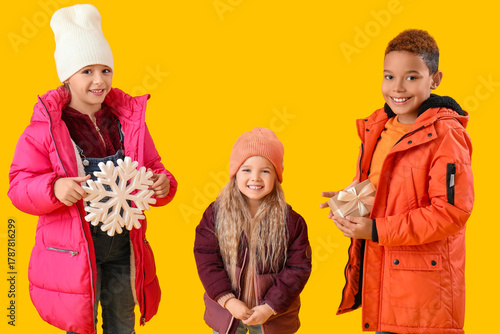 Cute children in winter clo...