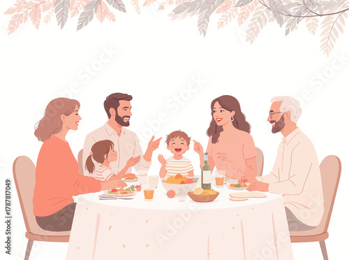 Family Dinner Time A Joyful Gathering Around a Table Filled with Love and Delicious Food