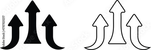 three black black line arrows logo icons set vector art 