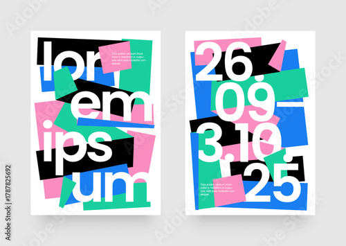 Simple template with geometric shapes and folded sheet of papers. Frame for your message. Layout for flyer, poster or cover.