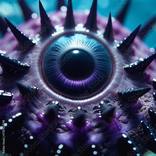 Mata aneh yang cerah dan detail, tampilan makro dunia lain