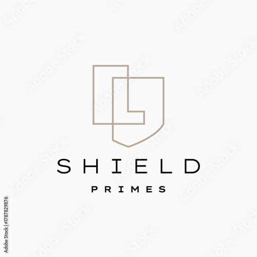 l letter shield protection security logo vector icon illustration