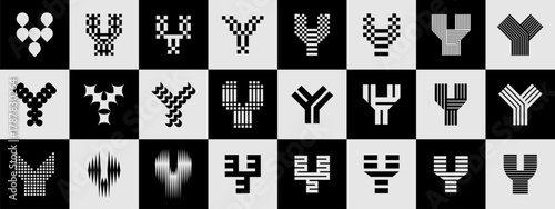 Modern geometric abstract shape letter Y logo set