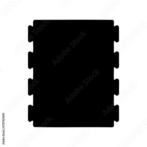 Black modular interlocking puzzle piece mat floor segment Vector, illustration