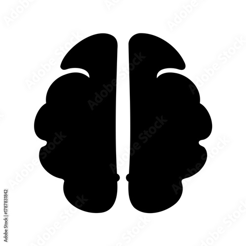Stylized human brain black silhouette icon on white background Vector, illustration
