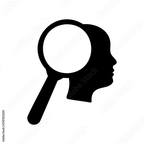 Conceptual human mind search and analysis profile icon Vector, illustration