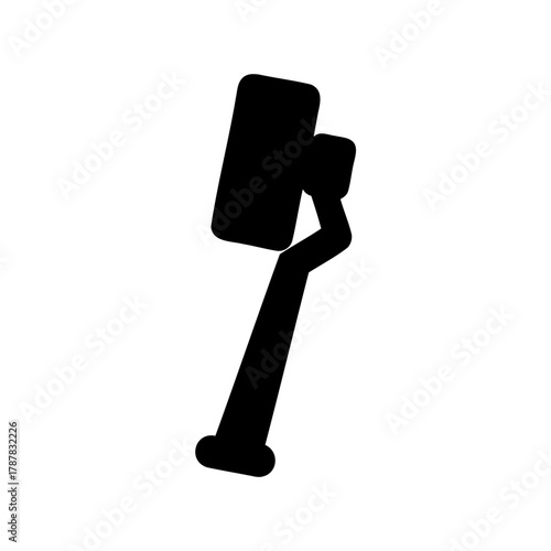 Black silhouette of a modern smartphone on a selfie stick Vector, illustration